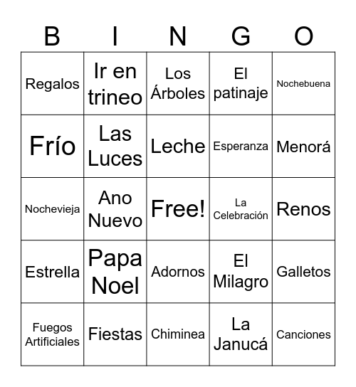 Los Días de Fiesta Bingo Card