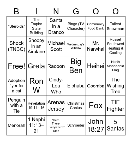 YSA Winterhaven Bingo Card