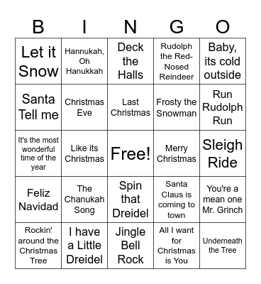 Holiday Bingo Card