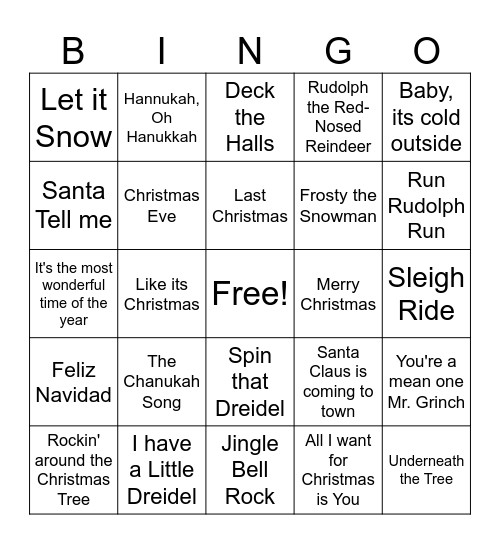 Holiday Bingo Card