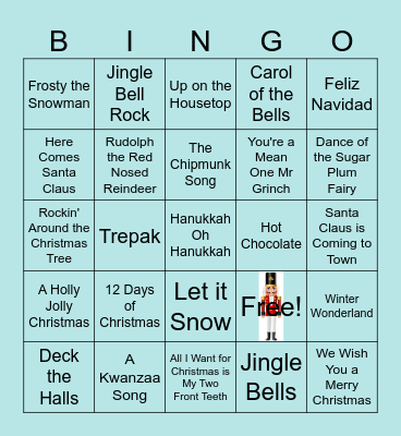 Holiday Song BINGO Card