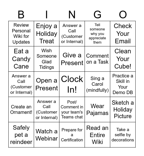The Night Before Christmas Bingo! Name:________________ Bingo Card