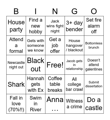 Tenter  Bingo Card