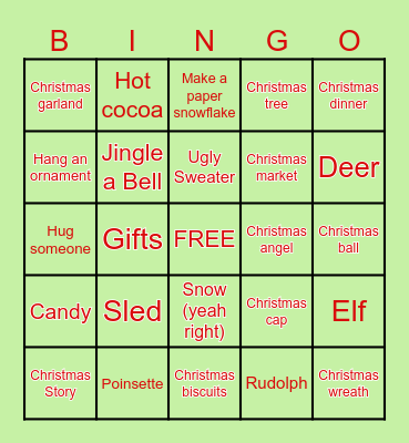 Holiday Fun! Bingo Card