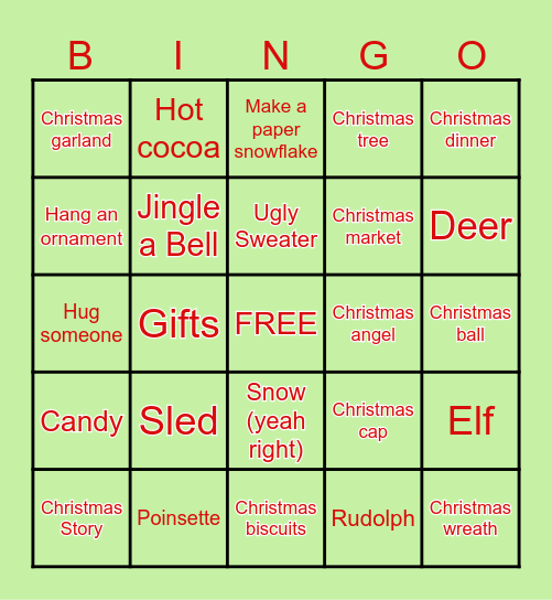 Holiday Fun! Bingo Card