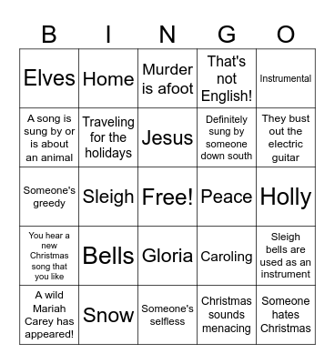 Christmas Song Bingo! Bingo Card