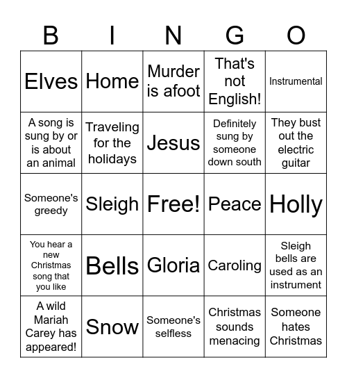 Christmas Song Bingo! Bingo Card