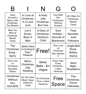 Christmas Bongo Bingo Card