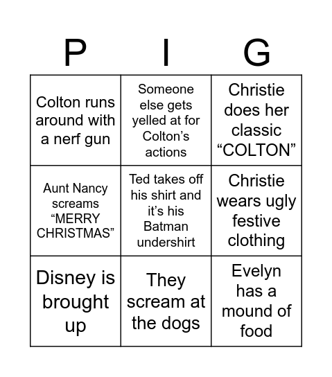 Christmas Party Bingo Card