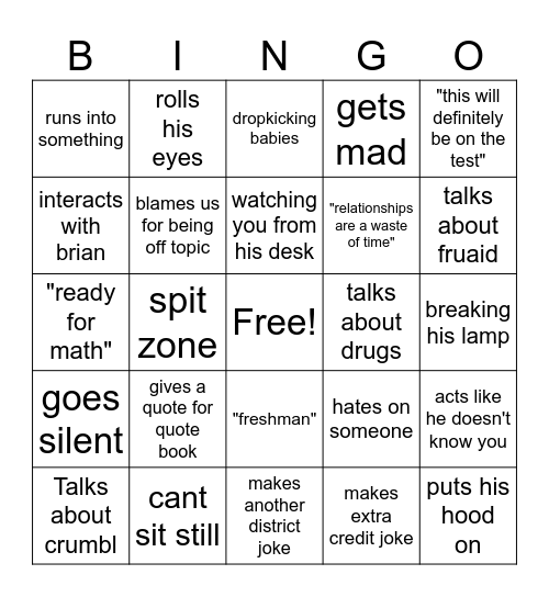 SNYDER Bingo Card