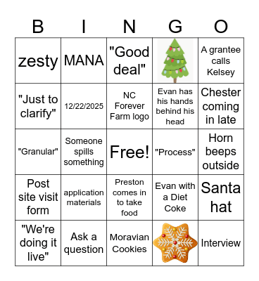 ADFP Christmas BINGO Card