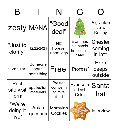 ADFP Christmas BINGO Card