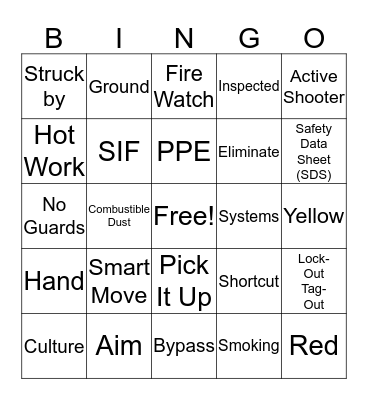 December Safety Bingo Card