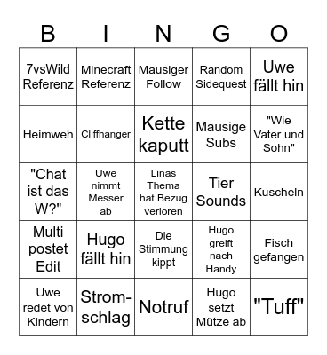 CHAINED Bingo Card