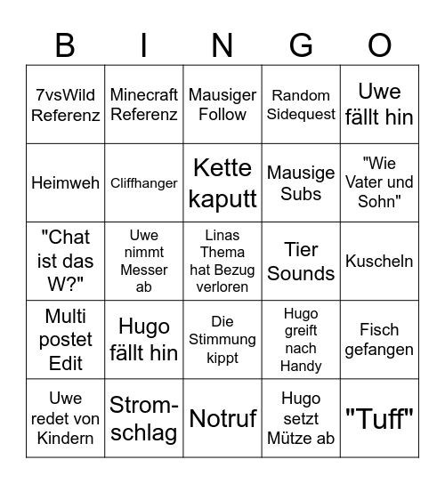 CHAINED Bingo Card