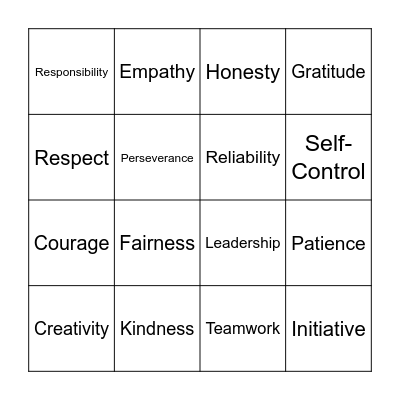 Character BINGO Card