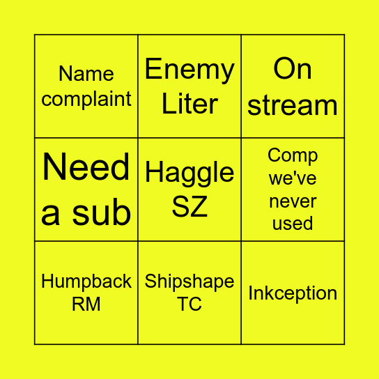 Low Ink Bingo Card