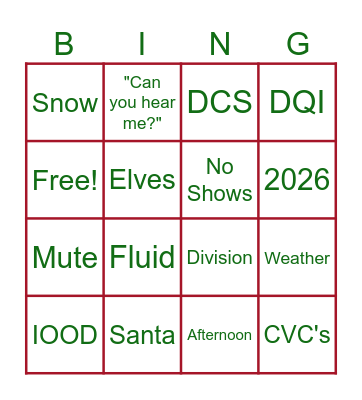 WIBL Division Conference Call Bingo Card