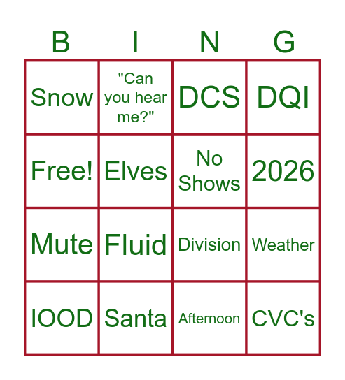 WIBL Division Conference Call Bingo Card