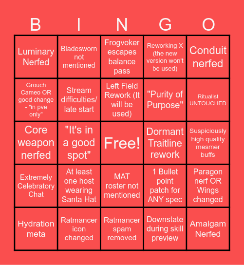 December 15 Balance Preview Bingo Card