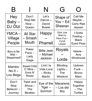 White Christmas Bingo Card