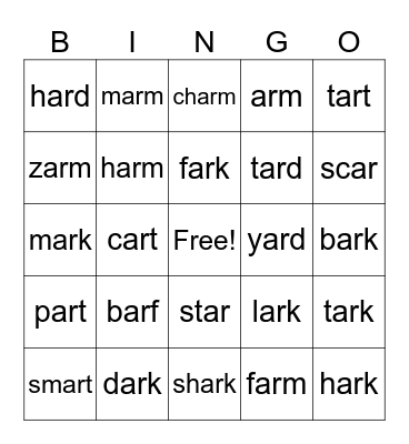ar Bingo Card