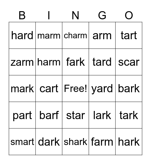 ar Bingo Card