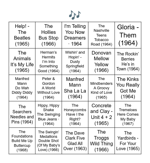 BRITISH INVASION Bingo Card