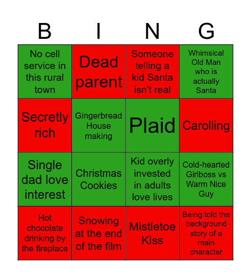 Christmas Film Bingo Card