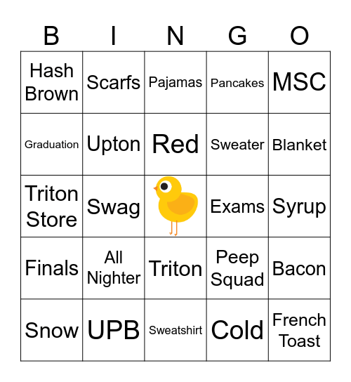 Late Night UMSL Bingo Card