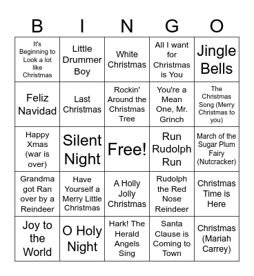 Beta Christmas Bingo Card