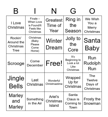 Disney Christmas Bingo Card