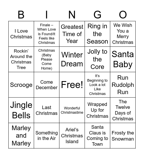 Disney Christmas Bingo Card