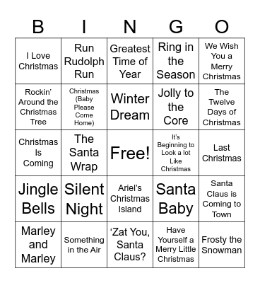 Disney Christmas Bingo Card