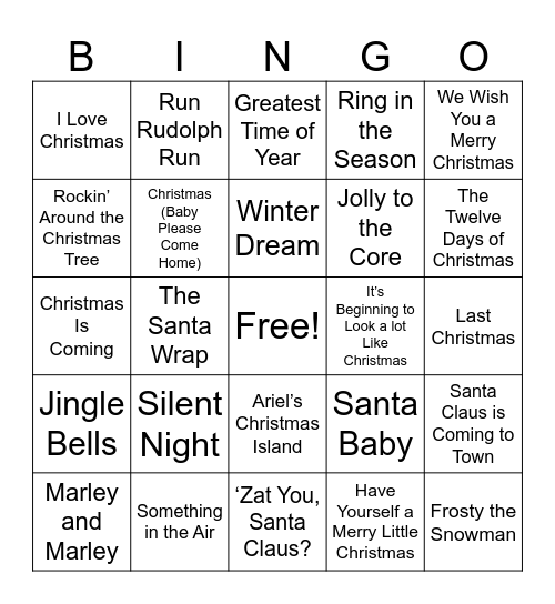 Disney Christmas Bingo Card