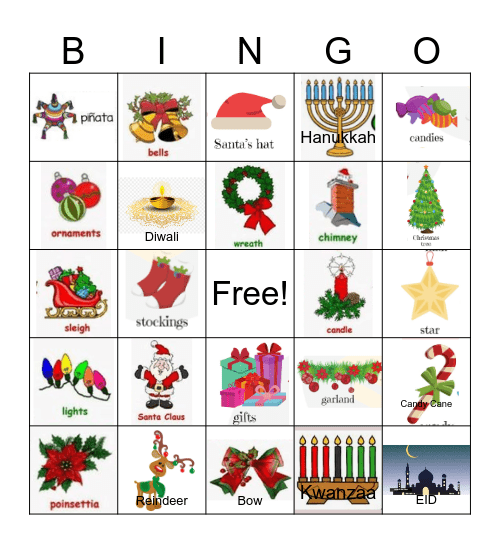 Winter Multicultural Holiday Bingo Card