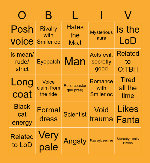 Oblivion oc bingo Card