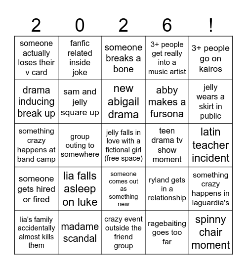 FRIEND GROUP BINGO YAY Bingo Card