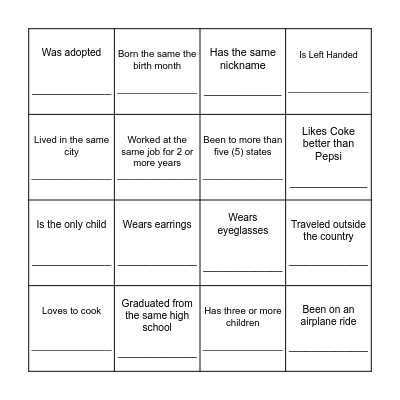 Getting to Know YOU!!!  Bingo Card