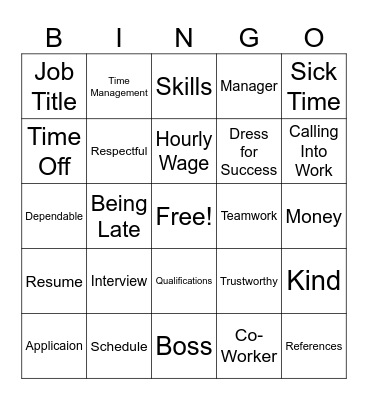 Career Bingo Card