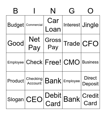 JA BizTown Bingo Card