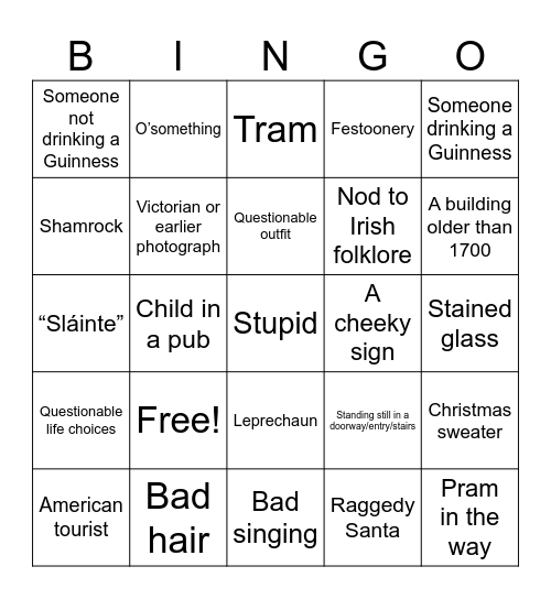 Dublin Bingo Card