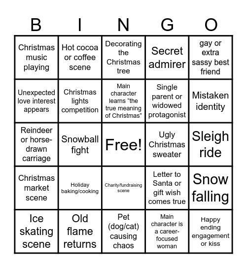 Christmas Movie Bingo Card