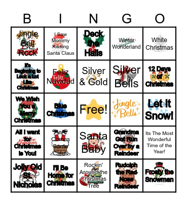 Christmas Song Bingo Card