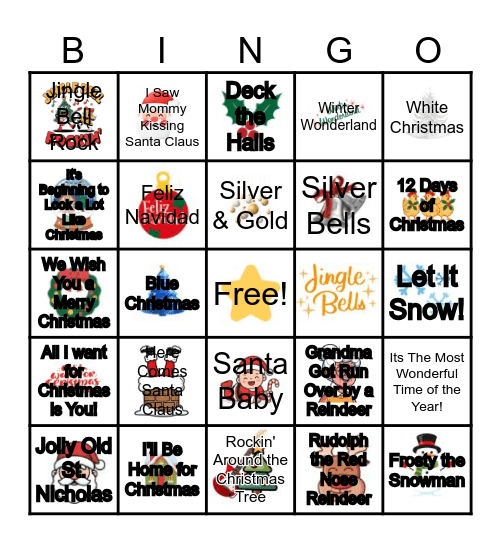 Christmas Song Bingo Card