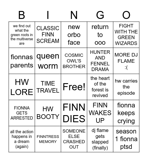 F&C BINGO CARD Bingo Card