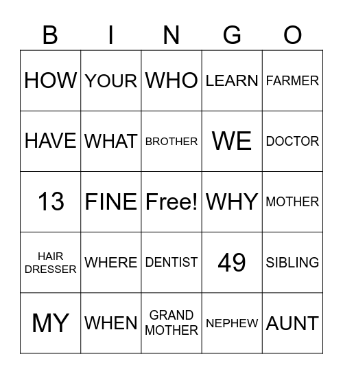 ASL CLUB (DEC 17)- ALL VOCABULARY Bingo Card