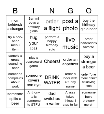 BOOZINOTTI BINGO Card