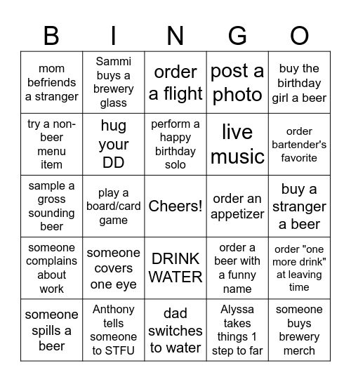 BOOZINOTTI BINGO Card