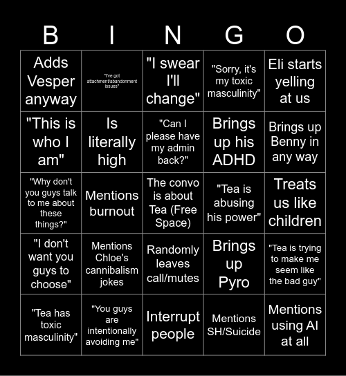 ruh roh Bingo Card
